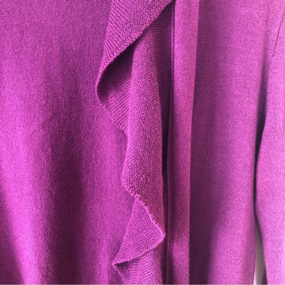 J CREW Factory Plum Ruffle Front Open Cardigan - Picture 5 of 8